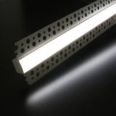 230V COB LED-Lichtleiste "Plaster max" zum Einputzen für Trockenbau | diffus dimmbar | mit Double-Line COB LED Streifen IP65 tageslichtweiß 6500K CRI96 | Maßanfertigung in Länge 23 cm | 192x COB LEDs | 413 Lumen | 4,54 Watt |