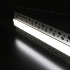 230V COB LED-Lichtleiste "Plaster max" zum Einputzen für Trockenbau | diffus dimmbar | mit Double-Line COB LED Streifen IP65 tageslichtweiß 6500K CRI96 | Maßanfertigung in Länge 23 cm | 192x COB LEDs | 413 Lumen | 4,54 Watt |