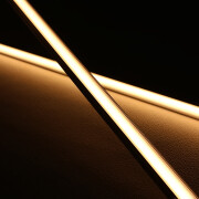 Lichtleiste COB LED "MICRO-LINE BLACK" Alu dimmbar | Abdeckung schwarz | warmweiß 2700K | CRI92 24VDC 180° | Maßanfertigung in Länge 54 cm | 275x COB LEDs | 610 Lumen | 6,51 Watt |