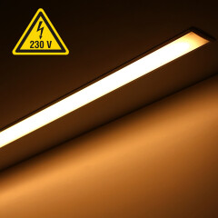 LED Einbauleuchte INSIDE MAX II diffus mit 230V Twin-COB LED-Streifen – IP65 – CRI93 180° warmweiß 2700 K – 960x LEDs 22,8 W 1857 lm /m