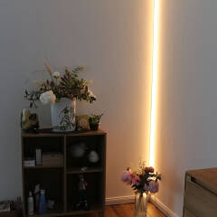 LED Eckleuchte "CORNER MAX" diffus mit 230V Twin-COB LED-Streifen | IP65 wasserdicht dimmbar | CRI93 180° warmweiß 2700K | Maßanfertigung in Länge 22 cm | 192x COB LEDs | 371 Lumen | 4,56 Watt