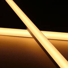LED Lichtleiste flach "SLIM-LINE MAX" diffus mit 230V Twin-COB LED-Streifen | IP65 wasserdicht dimmbar | CRI93 180° warmweiß 2700K | Maßanfertigung in Länge 22 cm | 192x COB LEDs | 371 Lumen | 4,56 Watt