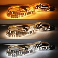 Twin Line CCT LED Streifen – 320 × 2835 LEDs – 2 × 14 W je Meter – Farbtemperatur einstellbar zwischen 2700 K-6700 K – CRI 90+ 24V DC 120°