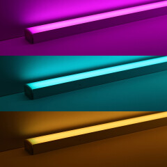 RGBWW LED-Leiste Connect-Line – diffus – 56x Farbwechsel 5050 RGB LEDs & 56x warmweiße 5630 CRI90+ LEDs je Meter – 120° 24V DC