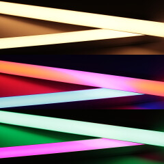 Triple Line RGBWW LED-Leiste Connect Pro – BAUSATZ – diffus – 70x mehrfarbige 5050 RGB LEDs & 140x warmweiße 2835 CRI90+ LEDs je Meter – 120° 24V DC