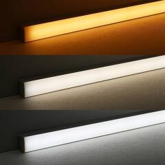 COB RGB+CCT LED-Leiste "Connect-Line" | diffus | RGB mehrfarbig, weiß und warmweiß einstellbar | 180° 24V DC CRI 95RA | BAUSATZ nach Maß in Länge 440,5 cm | 3675x COB LEDs | 5504 Lumen gesamt | 81,5 Watt gesamt |