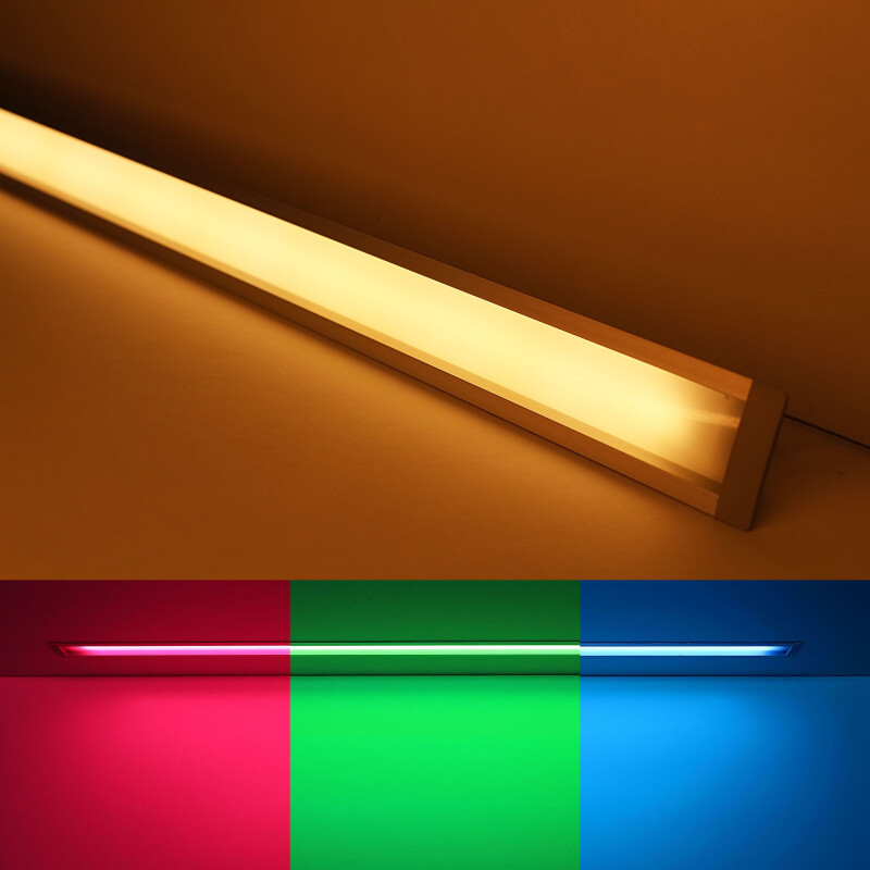 RGBWW LED Einbauleuchten Bausatz Set Connect – diffus – 56x Farbwechsel 5050 RGB LEDs & 56x warmweiße 5630 CRI90+ LEDs je Meter – 120° 24V DC