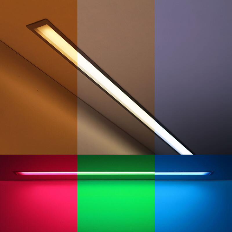 COB RGB+CCT LED Einbauleuchten Bausatz Set Connect – diffus – RGB mehrfarbig, weiß und warmweiß einstellbar – 18.6 W – 1258 lm/m – 180° 24V DC CRI 95RA