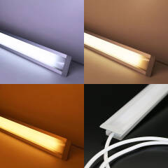 CCT COB LED Einbauleuchten "Bausatz Set Connect" dimmbar diffus | einstellbare Farbtemperatur 2700K-6500K | CRI 90+ 24VDC 180° | Fertigung nach Maß in Länge 645,11 cm | 2x 51,37 Watt |