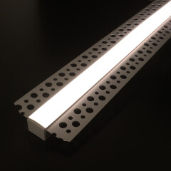 Trockenbau Einputz ALU LED-Leiste flach Plaster 230V für Gipskartonplatten BAUSATZ SET – 120 × 2835 LEDs – 16 W – 1840 lm/m – diffus – neutralweiß 4100 K 120° IP65