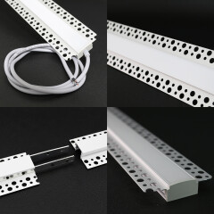230V COB LED-Lichtleiste Plaster max zum Einputzen für Trockenbau BAUSATZ SET – diffus dimmbar – mit Double-Line COB LED Streifen IP65 960x LEDs 22,7 W tageslichtweiß 6500 K 2066 lm CRI96