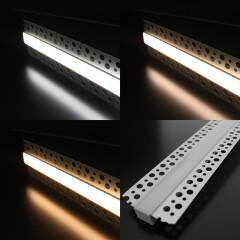 Unterputz COB CCT LED-Leiste Plaster für Trockenbau BAUSATZ SET – diffus dimmbar – 640 LEDs 16 W je Meter – einstellbare Farbtemperatur 2700 K-6500 K dualweiß – 24V DC 180° CRI 90+
