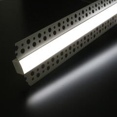 LED Trockenbau Profil ALU Plaster max BAUSATZ SET mit Double-Line COB LED Streifen – diffus dimmbar – tageslichtweiß 6300 K – CRI91 24V DC 180° – 600x LED Chips 24,5 W – 2253 lm/m