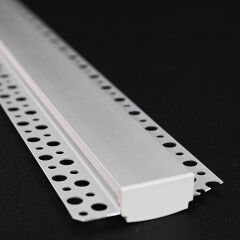 LED Trockenbau Profil ALU Plaster max BAUSATZ SET mit Double-Line COB LED Streifen – diffus dimmbar – tageslichtweiß 6300 K – CRI91 24V DC 180° – 600x LED Chips 24,5 W – 2253 lm/m