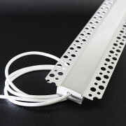 LED Trockenbau Profil ALU Plaster max BAUSATZ SET mit Double-Line COB LED Streifen – diffus dimmbar – tageslichtweiß 6300 K – CRI91 24V DC 180° – 600x LED Chips 24,5 W – 2253 lm/m