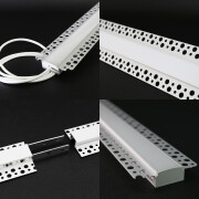 LED Trockenbau ALU Profil Plaster max BAUSATZ SET mit Double-Line COB LED Streifen – diffus dimmbar – neutralweiß 4000 K – CRI92 24V DC 180° – 600x LED Chips 24,6 W – 2115 lm/m