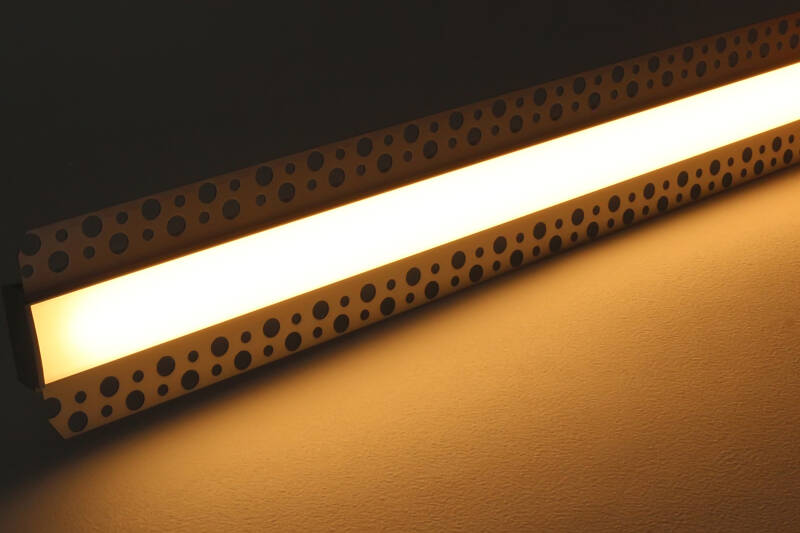 230V COB LED-Lichtleiste "Plaster max" zum Einputzen für Trockenbau BAUSATZ SET | diffus dimmbar warmweiß | mit Double-Line COB LED Streifen IP65 | Maßanfertigung in Länge 22 cm | 192x COB LEDs | 371 Lumen | 4,56 Watt