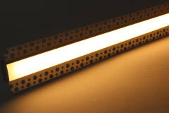 230V COB LED-Lichtleiste "Plaster max" zum Einputzen für Trockenbau BAUSATZ SET | diffus dimmbar warmweiß | mit Double-Line COB LED Streifen IP65 | Maßanfertigung in Länge 22 cm | 192x COB LEDs | 371 Lumen | 4,56 Watt