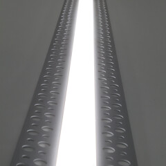 2 m Trockenbau Einputz ALU LED-Leiste flach 230V für Rigips BAUSATZ SET – diffus tageslichtweiß 6300 K 120° IP65 – Länge 202 cm – 240 × 2835 LEDs – 3680 Lumen – 33 W