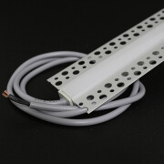 2 m Trockenbau Einputz ALU LED-Leiste flach 230V für Rigips BAUSATZ SET – diffus tageslichtweiß 6300 K 120° IP65 – Länge 202 cm – 240 × 2835 LEDs – 3680 Lumen – 33 W