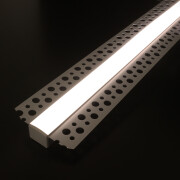 5 Meter Trockenbau Einputz ALU LED-Leiste flach 230V für Gipskarton – BAUSATZ SET – diffus neutralweiß 4100 K 120° IP65 – Länge 502 cm – 600 × 2835 LEDs – 9200 Lumen – 82 W