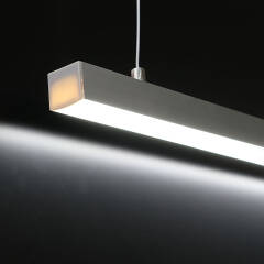 moderne 230V LED-Deckenleuchte Küche dimmbar stufenlos höhenverstellbar IP65 – tageslichtweiß 6300 K diffus – 120 × 2835 LEDs 16,3 W 1840 lm /m 120° CRI85