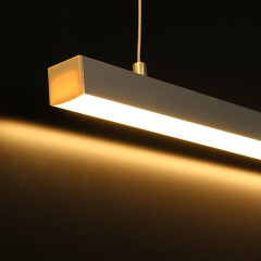 COB LED-Pendelleuchte 230V – warmweiß CRI93 diffus dimmbar Wohnzimmer – Metall silber – stufenlos höhenverstellbar IP65 Außen – 960 × 22,8 W 2700 K 1857 lm /m