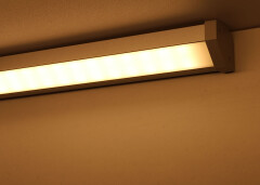 LED Eck Leuchten BAUSATZ Connect Pro mit Double-Line COB LED Streifen – diffus dimmbar – warmweiß 3000 K – CRI92 24V DC 180° – 600x LED Chips 24,83 W – 2079 lm/m