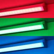 RGBWW LED Unterbauleuchte Connect-PRO – diffus – 56x Farbwechsel 5050 RGB LEDs & 56x warmweiße 5630 CRI90+ LEDs je Meter – 120° 24V DC