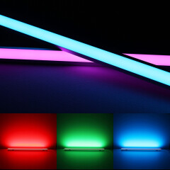 RGB LED-Leisten 45° BAUSATZ Connect-PRO dimmbar diffus – 96 × 5050 RGB LEDs – 680 Lumen – 19 W je Meter – 120° 24V DC