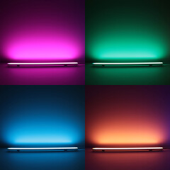 RGBW LED Eckleuchten BAUSATZ Connect-PRO – diffus – 56x Farbwechsel 5050 RGB LEDs & 56x weiße 5630 CRI90+ LEDs je Meter – 120° 24V DC