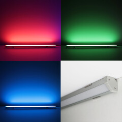 RGBW LED Eckleuchten BAUSATZ Connect-PRO – diffus – 56x Farbwechsel 5050 RGB LEDs & 56x weiße 5630 CRI90+ LEDs je Meter – 120° 24V DC