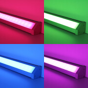 RGBWW LED Unterbauleuchten BAUSATZ Connect-PRO – diffus – 56x Farbwechsel 5050 RGB LEDs & 56x warmweiße 5630 CRI90+ LEDs je Meter – 120° 24V DC