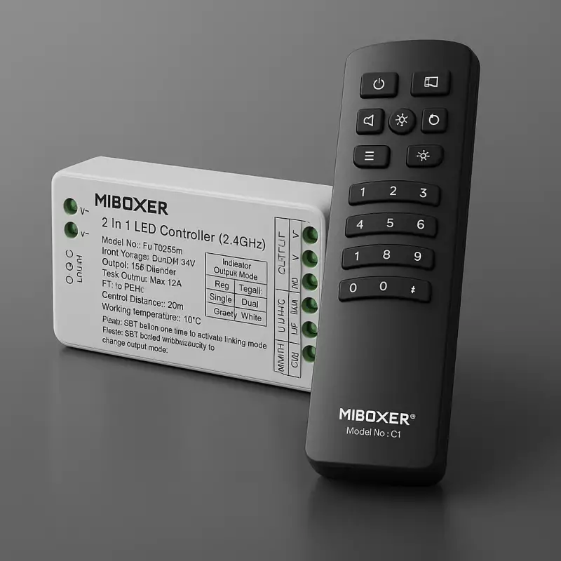 2 in 1 LED-Dimmer & 4 Zonen-Fernbedienung SLIM - SET | für 24VDC LED-Streifen einfarbig und CCT | 2.4GHz MiBoxer