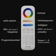 8 Zonen Touch-Hand-Fernbedienung | für RGB, RGBW oder RGB&CCT LED-Controller | 2.4GHz MiBoxer