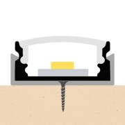 LED-Aluprofil SLIM, flach, silber eloxiert, Cover transparent - für bis zu 12mm breite LED-Streifen