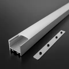 LED Profil Aufputz CONNECT-PRO, erweiterbar, silber eloxiert, Diffusor weiß opal - für LED-Streifen bis 21mm Breite