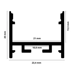 LED Profil Aufputz CONNECT-PRO, erweiterbar, silber eloxiert, Diffusor weiß opal - für LED-Streifen bis 21mm Breite