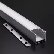 LED Profil Aufputz CONNECT-PRO, erweiterbar, silber eloxiert, Diffusor weiß opal - für LED-Streifen bis 21mm Breite