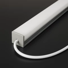 hellraue Endkappe mit Loch für LED Profil EDGY