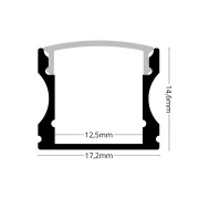 LED Profil SURFACE, Aufputz, silber eloxiert, Schutzabdeckung transparent - für bis zu 12mm breite LED-Streifen