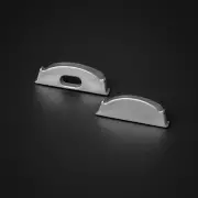 silberne Endkappe mit Loch für LED Flachprofil FLEX