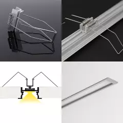 Federclip zur Montage von LED-Einbau Profilen - Metall silber