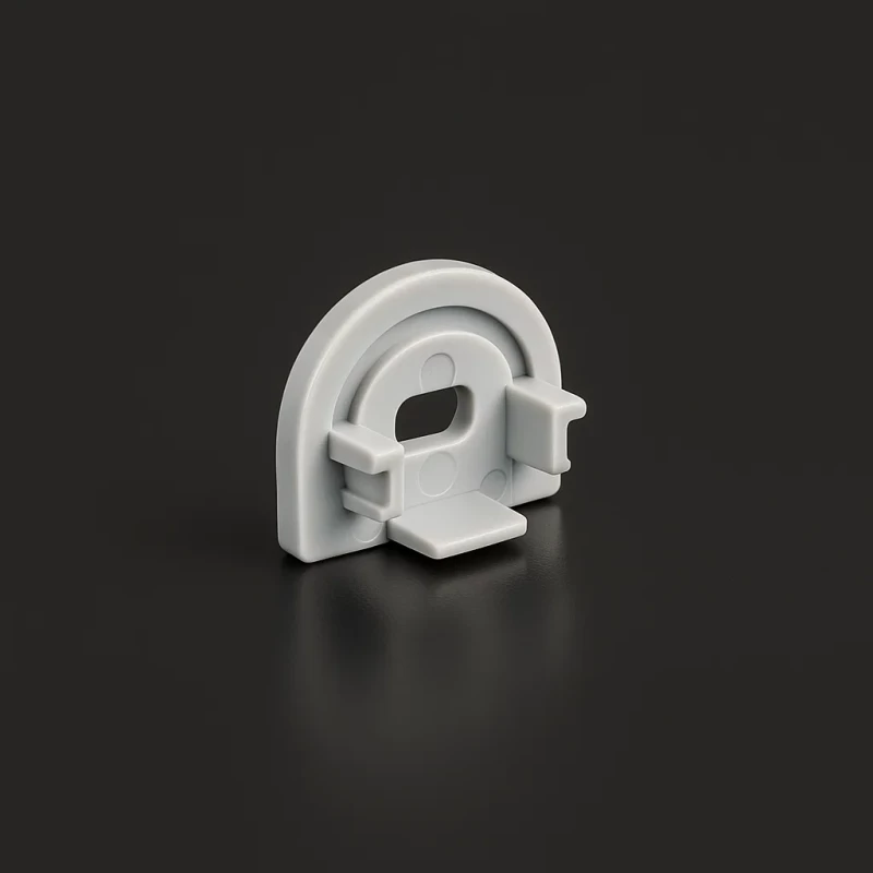 hellgraue PVC Endkappe mit Loch für LED Profil MOON II