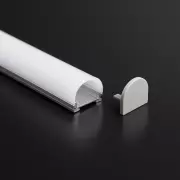hellgraue PVC Endkappe ohne Loch für LED Profil MOON II