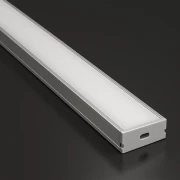 LED Flachprofil SUPERWIDE, silber eloxiert mit weiß mattiertem Diffusor - extrabreit für LED-Streifen bis 27mm Breite