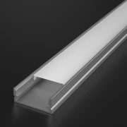 LED Flachprofil SUPERWIDE, silber eloxiert mit weiß mattiertem Diffusor - extrabreit für LED-Streifen bis 27mm Breite