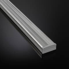 LED Alu Profil NICE, flach, silber eloxiert, Cover transparent - für bis zu 14mm breite LED-Streifen