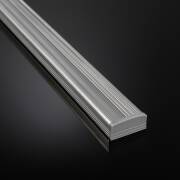 LED Alu Profil NICE, flach, silber eloxiert, Cover transparent - für bis zu 14mm breite LED-Streifen