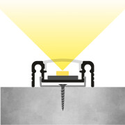 LED Alu Profil NICE, flach, schwarz eloxiert, Abdeckung schwarz - für bis zu 14mm breite LED-Streifen